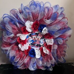 Disney wreath 4th of July wreath Mickey and Minnie wreath holiday wreath decor